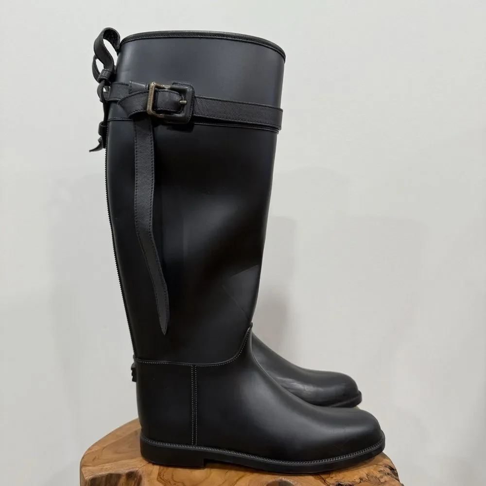 Burberry Rubber Knee-High Rain Boots Women's Size EU 39 US 9 - Picture 5 of 16